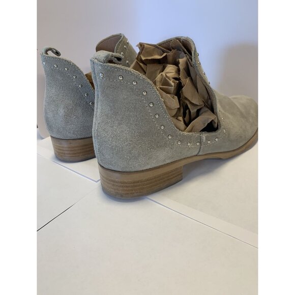 Sundance Made In Italy Ankle Boots Size 8.5 Suede Gray Studs - Picture 4 of 9